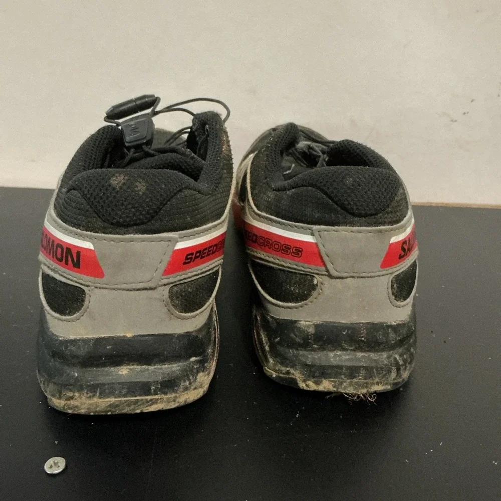 Salomon Speedcross Boy's Size 5 Trail Running Shoes Black Red Gray